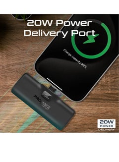 PROMATE 5000 mAh 5000 mAh Power Bank with Built-In Lightning Connector, Premium Mini Capsule Fast Charging, 20W USB-C Power Delivery, LED Display and Foldable Kickstand, PowerUp-i Black  - Image 5
