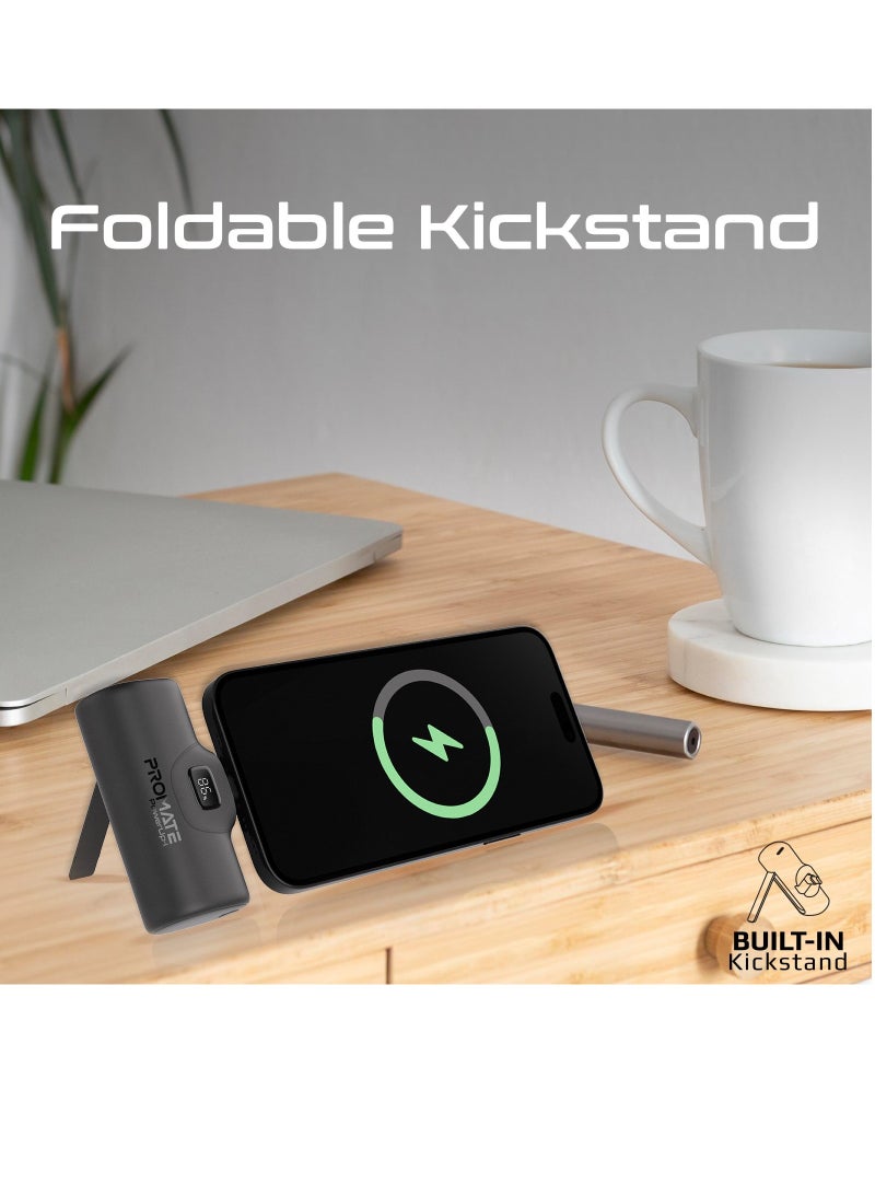 5000 mAh 5000 mAh Power Bank with Built-In Lightning Connector, Premium Mini Capsule Fast Charging, 20W USB-C Power Delivery, LED Display and Foldable Kickstand, PowerUp-i Black - pnsku/N70043195V/45/_/1706760085/f8a88803-4dd4-4f9c-9833-4cc465048607