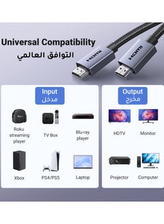 Hdmi Cable 2.0 4K 2M, High Quality Hd Cable, Support 4K@60Hz/2K@144Hz/1080P@240Hz Hdmi Cord,Dolby Arc Hdr 3D, For Ps5/Ps4/Ns/X-Box/Slr Camera/Laptop/Live Streaming/Hometheater/Screen Extension Grey - pnsku/N70043207V/45/_/1706761858/f5f54965-634d-42a9-8fbe-96838fdb0274