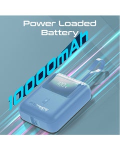 بروميت بنك طاقة مع كابل USB-C مدمج، بنك طاقة مدمج للشحن السريع بقدرة 10000 مللي أمبير في الساعة، توصيل طاقة USB-C بقدرة 35 وات ومنفذ USB-A Qualcomm QC 3.0 بقدرة 18 وات، PowerPod-10 أزرق  - Image 3