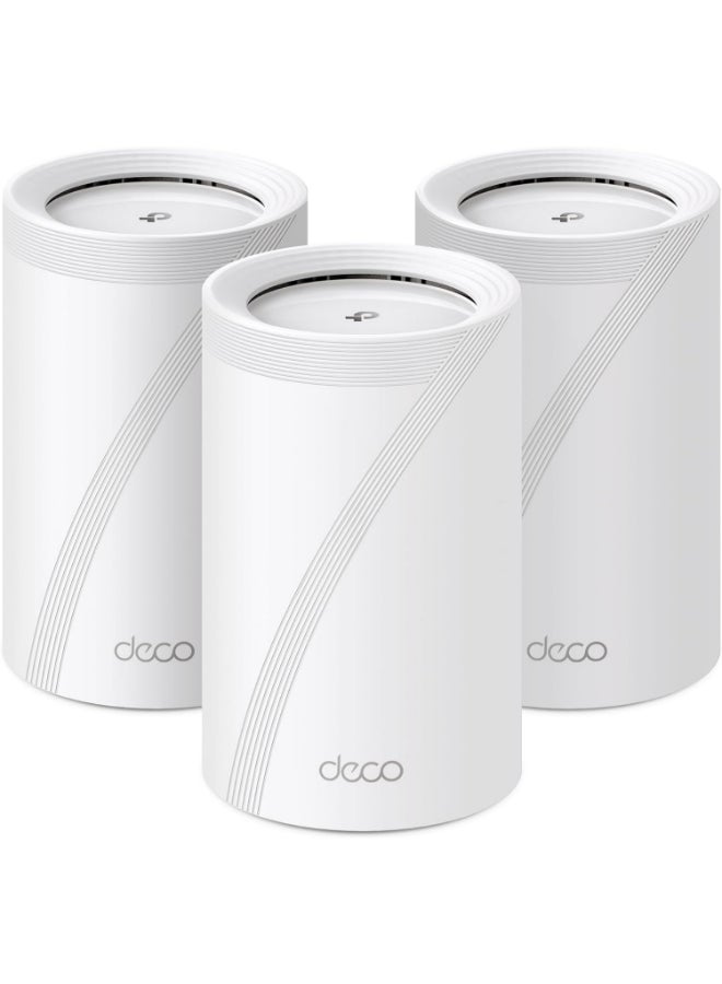 TP-LINK Deco BE65(3-pack)--TP-LINK Deco Whole Home Mesh Wi-Fi 7 System, Dual-Band, Wi-Fi 7, Speed Up to 9.3 Gbps, Coverage Up to 600 m2, Up to 150 Users, 3 Pack White  - Image 1