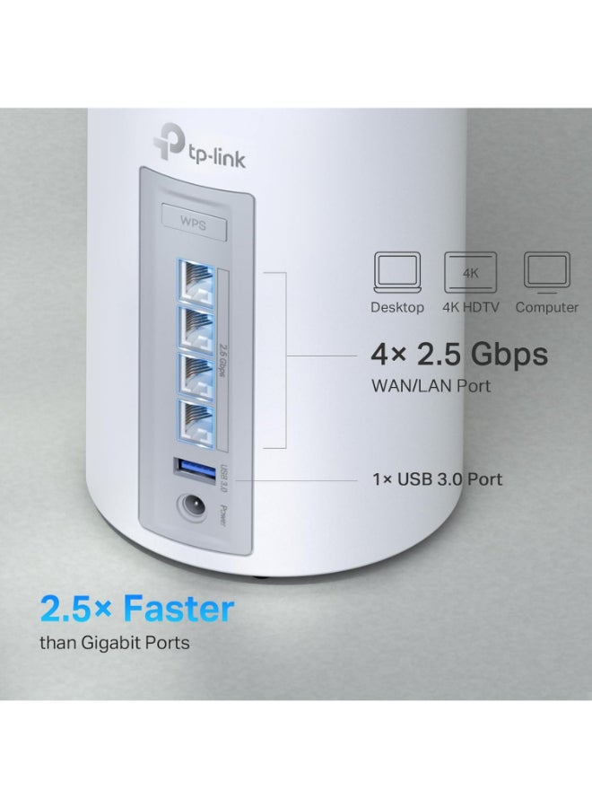 TP-LINK Deco BE65(3-pack)--TP-LINK Deco Whole Home Mesh Wi-Fi 7 System, Dual-Band, Wi-Fi 7, Speed Up to 9.3 Gbps, Coverage Up to 600 m2, Up to 150 Users, 3 Pack White  - Image 5