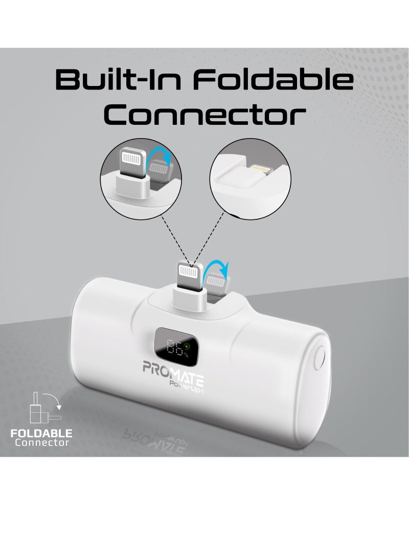 PROMATE Power Bank with Built-In Lightning Connector, Premium Mini Capsule Fast Charging, 20W USB-C Power Delivery, LED Display and Foldable Kickstand, PowerUp-i White  - Image 3