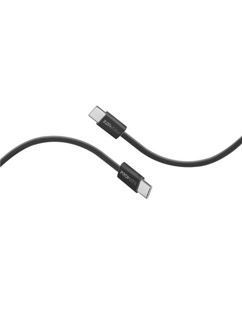 USB-C Charging Cable, Powerful Sync Charge Type-C Cable with 60W Fast Power Delivery, 480Mbps Data Transfer and 200cm Tangle-Free Nylon Braided Cord, EcoLine-CC200 Black