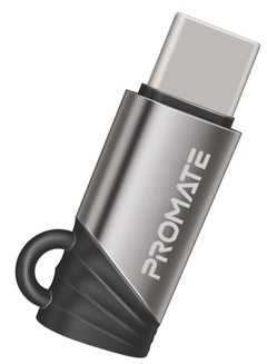 PROMATE Lightning to USB-C™ Adapter with Premium Ultra-Fast 27W Power Delivery, Efficient Design, 480Mbps Data Sync, and Durable Aluminum and Zinc Alloy Construction, Link-Ci Grey  - Image 1
