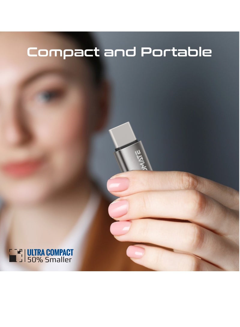 بروميت - محول Lightning إلى USB-C مع توصيل طاقة ممتاز فائق السرعة بقدرة 27 وات، وتصميم فعال، ومزامنة بيانات بسرعة 480 ميجا بت في الثانية، وهيكل متين من الألومنيوم وسبائك الزنك، Link-Ci Gray - Image 1