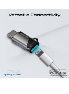 PROMATE Lightning to USB-C™ Adapter with Premium Ultra-Fast 27W Power Delivery, Efficient Design, 480Mbps Data Sync, and Durable Aluminum and Zinc Alloy Construction, Link-Ci Grey  - Image 2