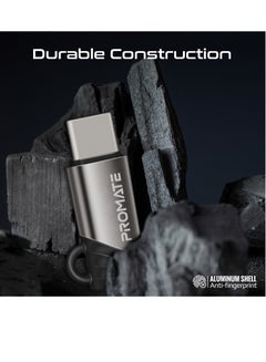 PROMATE Lightning to USB-C™ Adapter with Premium Ultra-Fast 27W Power Delivery, Efficient Design, 480Mbps Data Sync, and Durable Aluminum and Zinc Alloy Construction, Link-Ci Grey  - Image 5