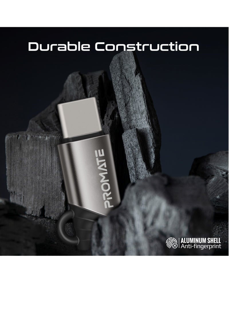 بروميت - محول Lightning إلى USB-C مع توصيل طاقة ممتاز فائق السرعة بقدرة 27 وات، وتصميم فعال، ومزامنة بيانات بسرعة 480 ميجا بت في الثانية، وهيكل متين من الألومنيوم وسبائك الزنك، Link-Ci Gray - Image 1