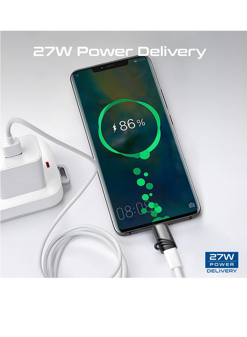 بروميت - محول Lightning إلى USB-C مع توصيل طاقة ممتاز فائق السرعة بقدرة 27 وات، وتصميم فعال، ومزامنة بيانات بسرعة 480 ميجا بت في الثانية، وهيكل متين من الألومنيوم وسبائك الزنك، Link-Ci Gray - Image 1