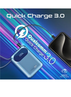 PROMATE 20000 mAh Power Bank with Built-In USB-C And Lightning Cables, Compact Fast Charging Power Bank, 35W USB-C Power Delivery and 27W Lightning Charging, PowerPod-20 Blue  - Image 5