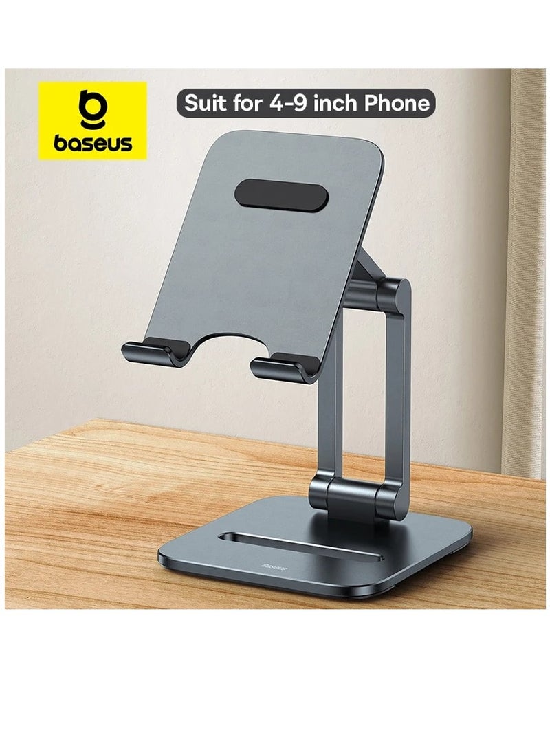 Baseus Cell Phone Stand, Foldable Phone Holder, Adjustable Aluminum Alloy Portable Mobile Stand For Desk Compatible With iPhone 15 14 13 12 11 Pro Max X XR Samsung S23 S22 S21 A53 And All Mobile Phone Grey - Image 2
