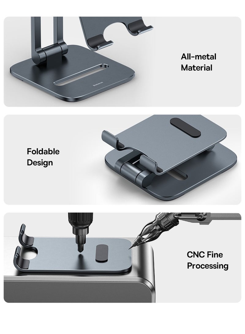 Baseus Metal iPad Stand Foldable Tablet Stand iPad Holder Stand Adjustable Mobile Phone Holder Compatible With iPad Pro 12.9 2022 iPad Air/iPad Mini/iPhone 15/14 Pro Max Samsung Galaxy Tab Huawei MatePad Pro Grey  - Image 4
