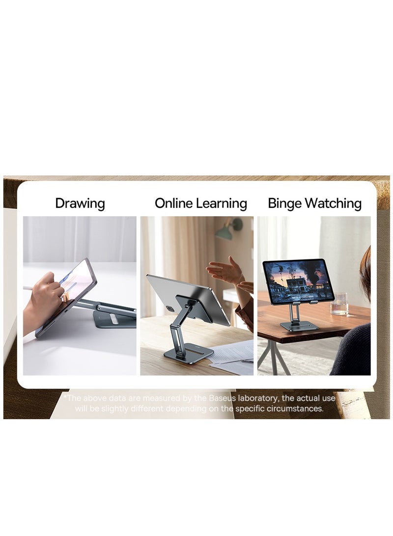 Baseus - Metal iPad Stand Foldable Tablet Stand iPad Holder Stand Adjustable Mobile Phone Holder Compatible With iPad Pro 12.9 2022 iPad Air/iPad Mini/iPhone 15/14 Pro Max Samsung Galaxy Tab Huawei MatePad Pro Grey - Image 1