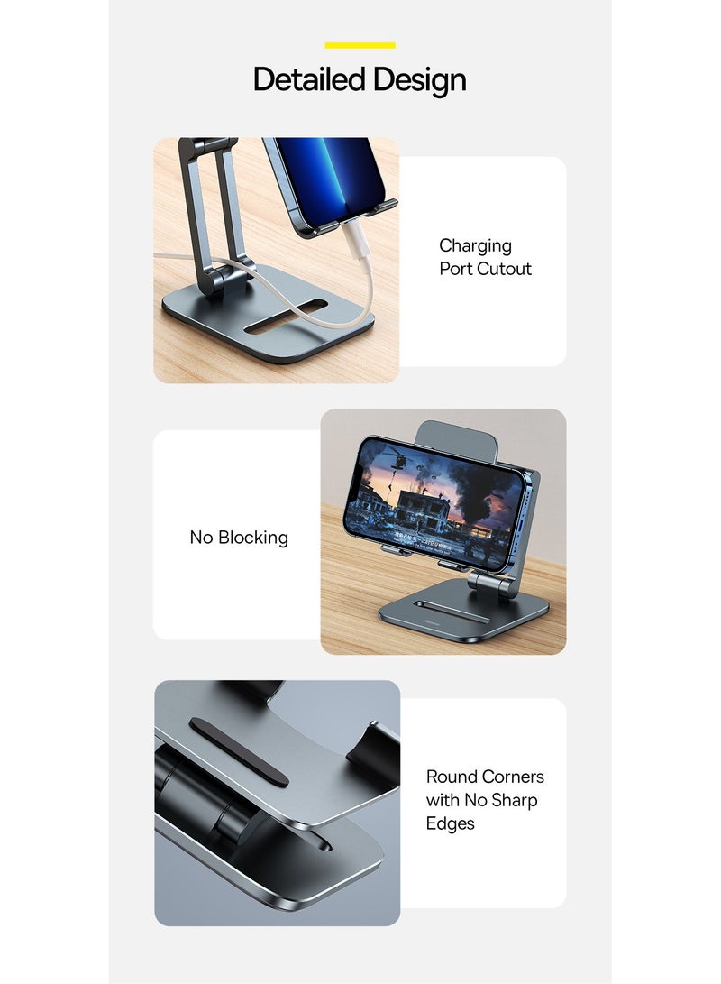 Baseus - Metal iPad Stand Foldable Tablet Stand iPad Holder Stand Adjustable Mobile Phone Holder Compatible With iPad Pro 12.9 2022 iPad Air/iPad Mini/iPhone 15/14 Pro Max Samsung Galaxy Tab Huawei MatePad Pro Grey - Image 1