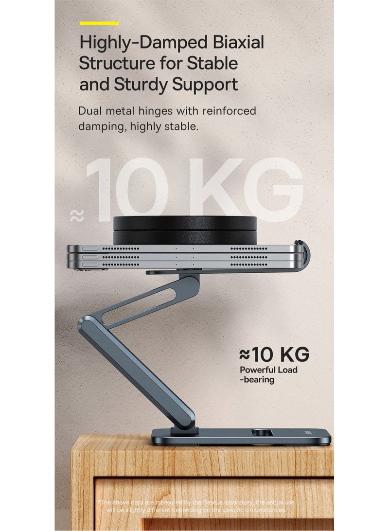 Baseus Metal iPad Stand Foldable Tablet Stand iPad Holder Stand Adjustable Mobile Phone Holder Compatible With iPad Pro 12.9 2022 iPad Air/iPad Mini/iPhone 15/14 Pro Max Samsung Galaxy Tab Huawei MatePad Pro Grey  - Image 5