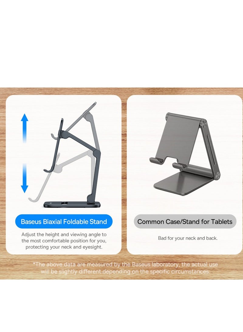 Baseus - Metal iPad Stand Foldable Tablet Stand iPad Holder Stand Adjustable Mobile Phone Holder Compatible With iPad Pro 12.9 2022 iPad Air/iPad Mini/iPhone 15/14 Pro Max Samsung Galaxy Tab Huawei MatePad Pro Grey - Image 1