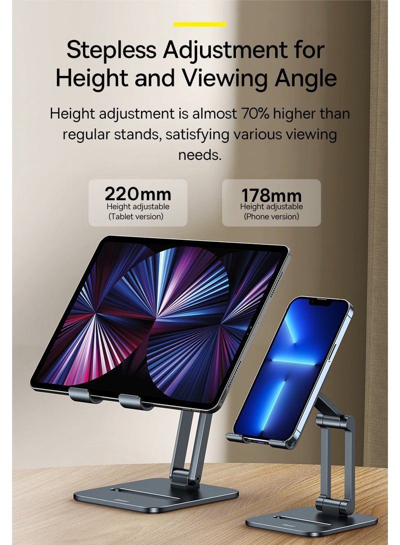 Baseus - Metal iPad Stand Foldable Tablet Stand iPad Holder Stand Adjustable Mobile Phone Holder Compatible With iPad Pro 12.9 2022 iPad Air/iPad Mini/iPhone 15/14 Pro Max Samsung Galaxy Tab Huawei MatePad Pro Grey - Image 1