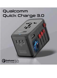 بروميت محول سفر عالمي، محول قابس GaN Charge UK/EU/AU/US مع مصهر أمان 10 أمبير، مقبس تيار متردد 2000 واط، 4 منافذ توصيل طاقة USB-C 100 واط ومنفذ QC 3.0 أسود  - Image 2