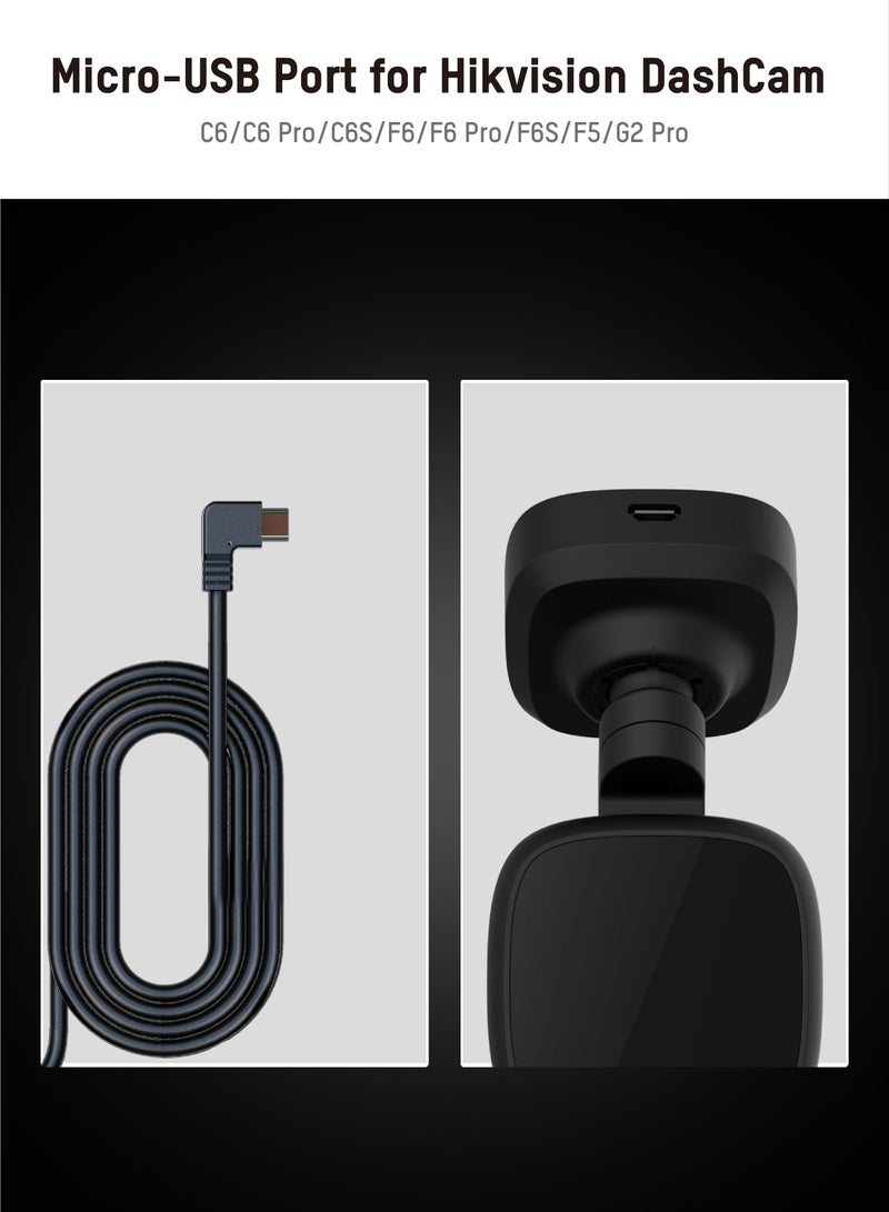 هيك فيجن - مجموعة الأسلاك الصلبة Micro-USB، Dashcam: B1، F5، C6&amp;F6 Series، G2 Pro؛ لمراقبة مواقف السيارات على مدار 24 ساعة - Image 1