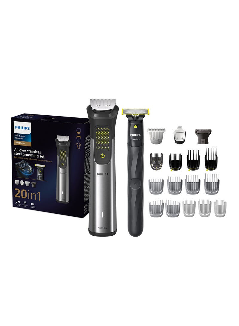 فيليبس ماكينة التشذيب متعددة الاستخدامات MG9553/15 من Philips | مجموعة عناية 20 في 1 لتشذيب الوجه والشعر والجسم |شفرة OneBlade لتصفيف دقيق | 120 دقيقة من الاستخدام اللاسلكي، مقاومة للماء | مع حقيبة سفر  - Image 1