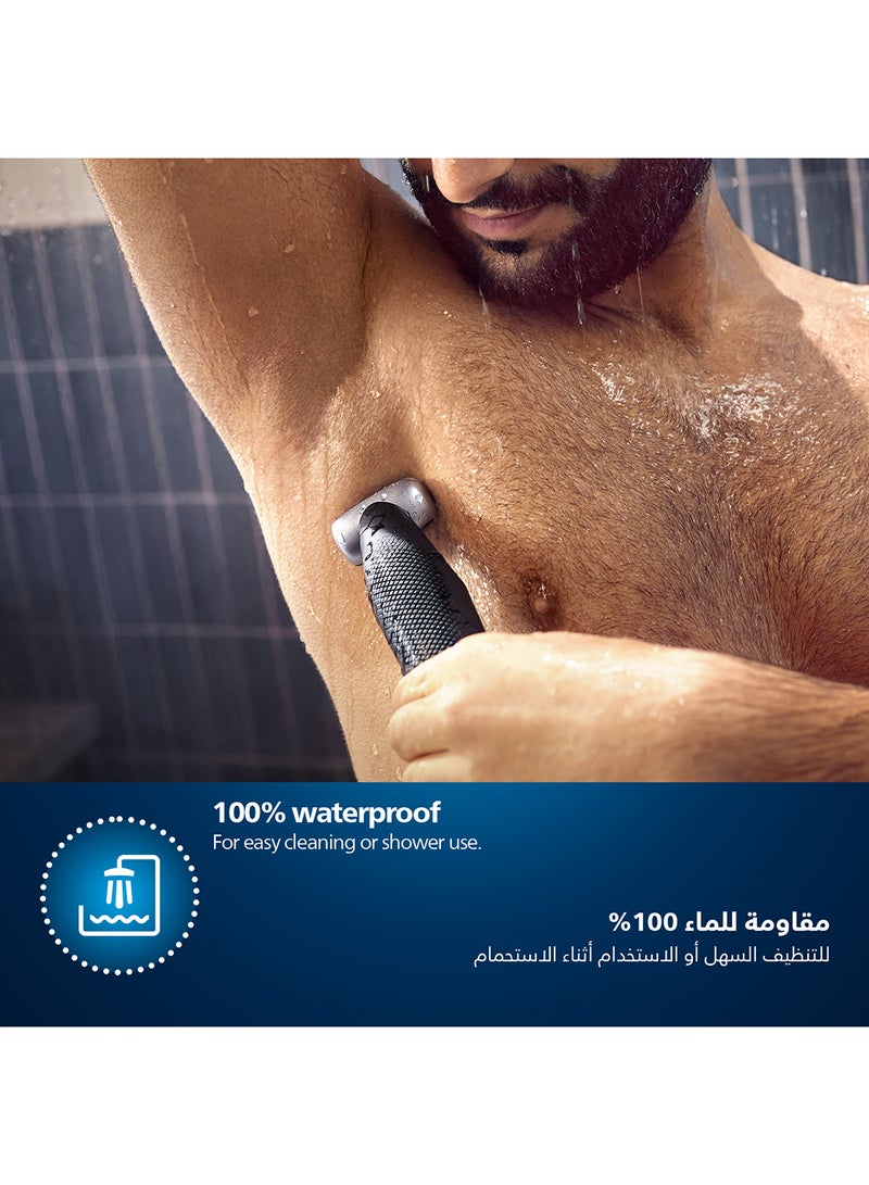 Philips - Bodygroom BG5021/15,Showerproof Groin & Body Trimmer,Body Shaver, 3-Length Combs,60min Cordless, Skin Protection, Back Reach Attachment Black/Grey - Image 1