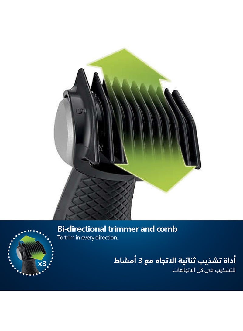 Philips - Bodygroom BG5021/15,Showerproof Groin & Body Trimmer,Body Shaver, 3-Length Combs,60min Cordless, Skin Protection, Back Reach Attachment Black/Grey - Image 1