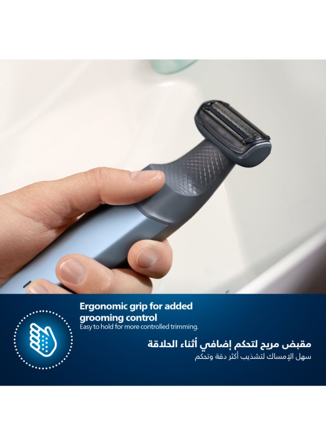 فيليبس - ماكينة تشذيب شعر الجسم BG3027/03 من Philips | أداة تشذيب الجسم والفخذين المقاومة للماء | أداة لحلاقة شعر الجسم، مشط قابل للتعديل بـ 3 إعدادات للطول | 60 دقيقة من الاستخدام اللاسلكي، حماية للبشرة، مقبض مريح - Image 1