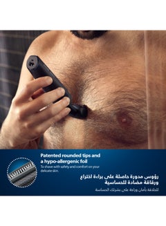 Philips Bodygroom BG3027/03,Showerproof Groin & Body Trimmer,Body Shaver, 3-Length Combs,60min Cordless, Skin Protection, Ergonomic Grip Blue/Grey  - Image 4