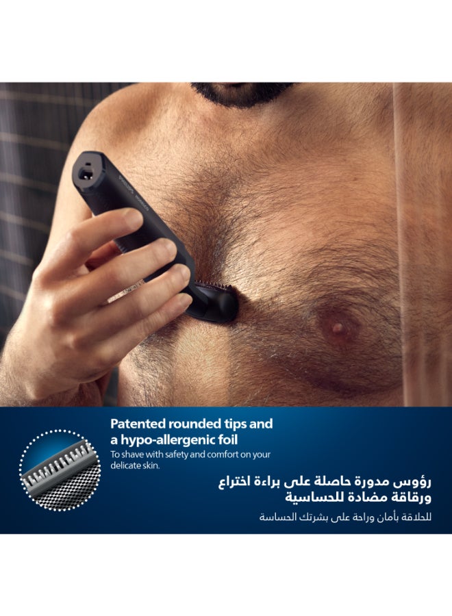 فيليبس - ماكينة تشذيب شعر الجسم BG3027/03 من Philips | أداة تشذيب الجسم والفخذين المقاومة للماء | أداة لحلاقة شعر الجسم، مشط قابل للتعديل بـ 3 إعدادات للطول | 60 دقيقة من الاستخدام اللاسلكي، حماية للبشرة، مقبض مريح - Image 1