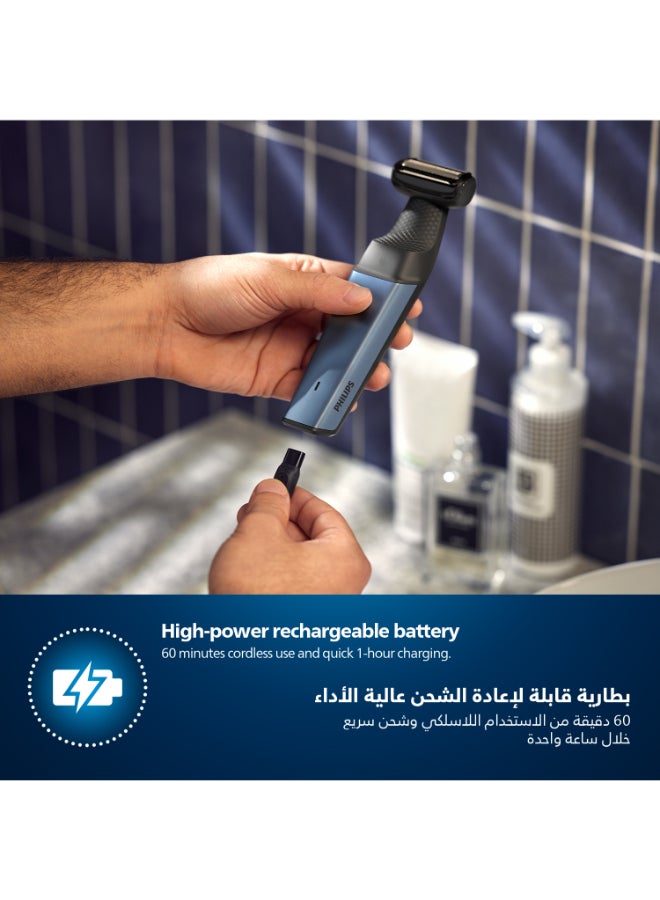 فيليبس - ماكينة تشذيب شعر الجسم BG3027/03 من Philips | أداة تشذيب الجسم والفخذين المقاومة للماء | أداة لحلاقة شعر الجسم، مشط قابل للتعديل بـ 3 إعدادات للطول | 60 دقيقة من الاستخدام اللاسلكي، حماية للبشرة، مقبض مريح - Image 1