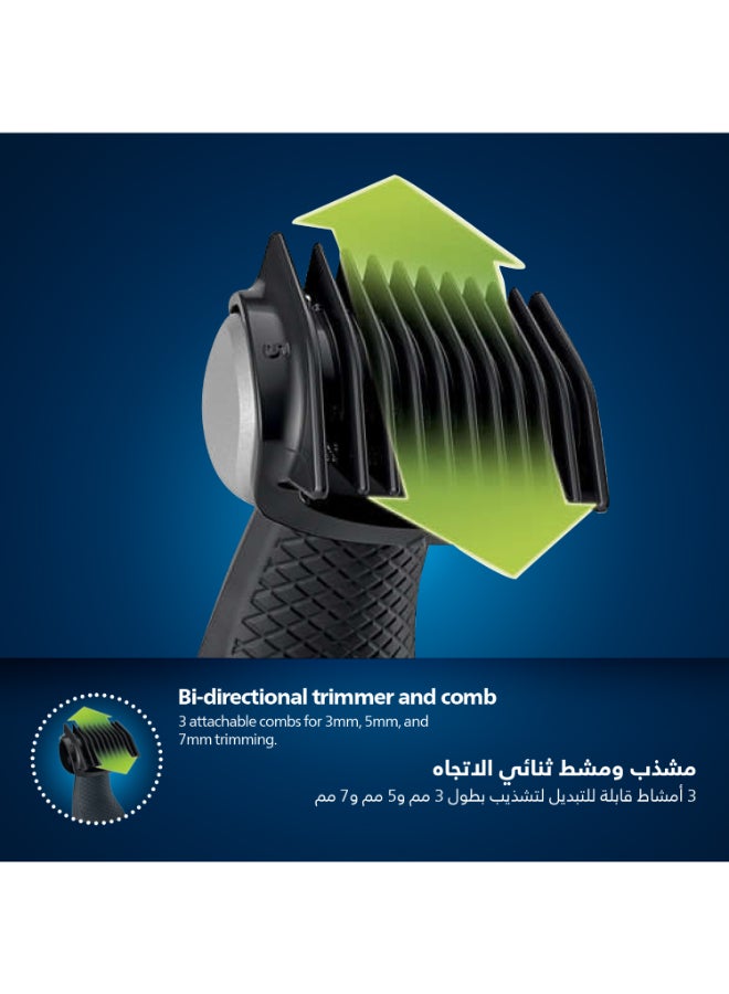فيليبس - ماكينة تشذيب شعر الجسم BG3027/03 من Philips | أداة تشذيب الجسم والفخذين المقاومة للماء | أداة لحلاقة شعر الجسم، مشط قابل للتعديل بـ 3 إعدادات للطول | 60 دقيقة من الاستخدام اللاسلكي، حماية للبشرة، مقبض مريح - Image 1