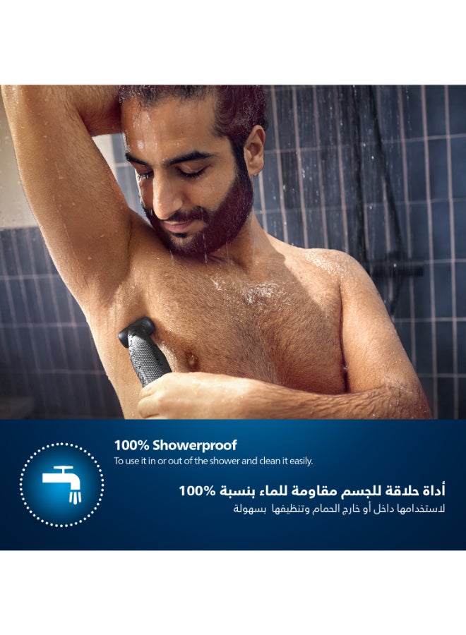 فيليبس - ماكينة تشذيب شعر الجسم BG3027/03 من Philips | أداة تشذيب الجسم والفخذين المقاومة للماء | أداة لحلاقة شعر الجسم، مشط قابل للتعديل بـ 3 إعدادات للطول | 60 دقيقة من الاستخدام اللاسلكي، حماية للبشرة، مقبض مريح - Image 1