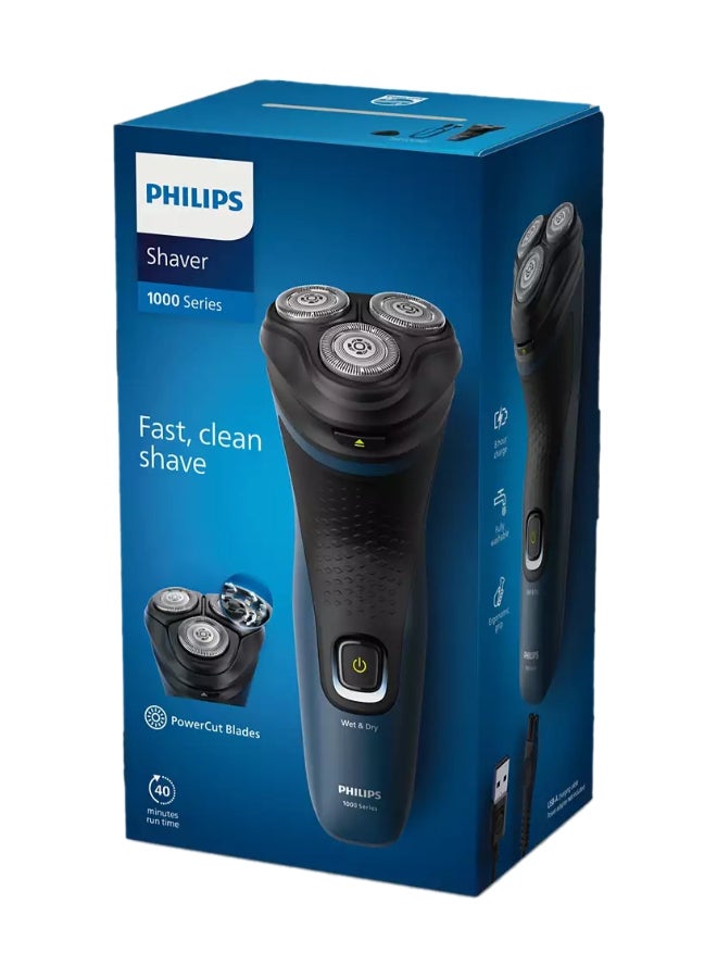 Philips - Shaver S1151/00,Wet & Dry Use,Fast, Comfortable Shave with ComfortCut Blades,3D Floating Heads, One-Touch Open,40min Cordless Use, Protective Cap Included Blue/Black - Image 1