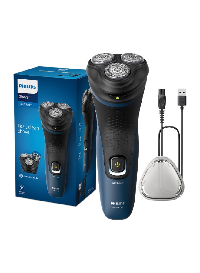 Philips - Shaver S1151/00,Wet & Dry Use,Fast, Comfortable Shave with ComfortCut Blades,3D Floating Heads, One-Touch Open,40min Cordless Use, Protective Cap Included Blue/Black - Image 1