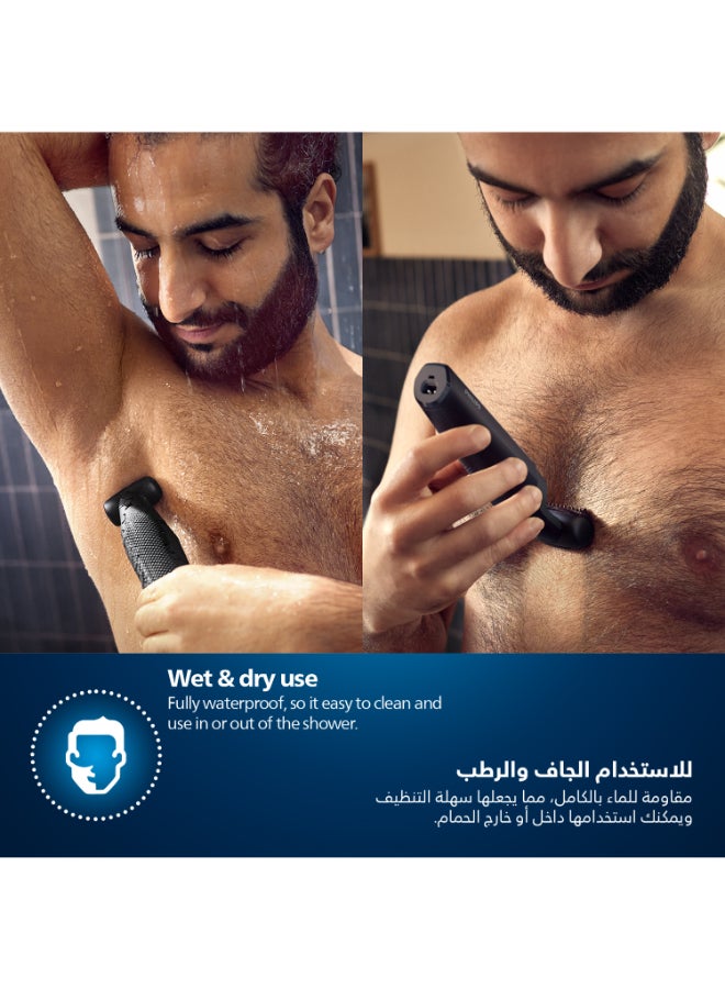 Philips - Bodygroom BG3017/01,Showerproof Groin & Body Trimmer,Hypoallergenic Blades, Close & Comfortable Shave, 3mm Comb,50min Cordless, Ergonomic Grip Black/Grey/Silver - Image 1