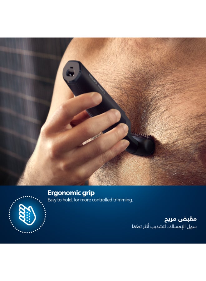 Philips - Bodygroom BG3017/01,Showerproof Groin & Body Trimmer,Hypoallergenic Blades, Close & Comfortable Shave, 3mm Comb,50min Cordless, Ergonomic Grip Black/Grey/Silver - Image 1