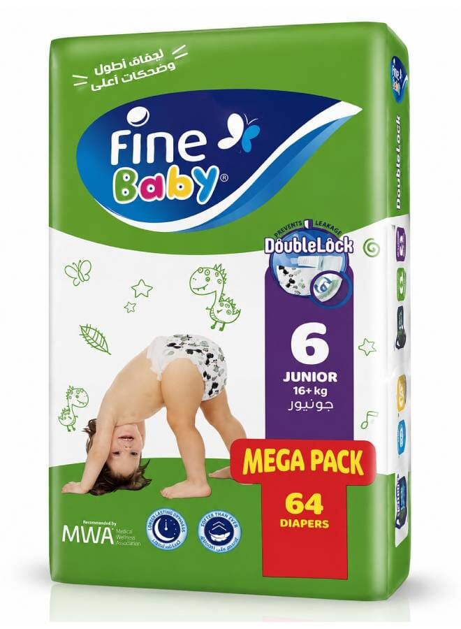 فاين بيبي 64 قطعة حفاضات جونيور (مقاس 6) (16+ كجم) - Image 1