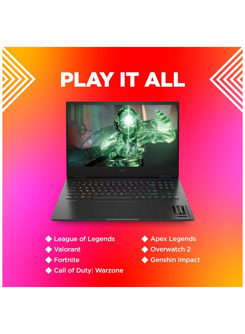 HP OMEN Gaming Laptop 16, 13th Gen Intel Core i9-13900HX, 16.1-inch (40.9 cm), NVIDIA GeForce RTX 4060, FHD, 16GB DDR5, 512GB SSD, RGB Backlit KB, Win 11 English/Arabic Black - Image 2