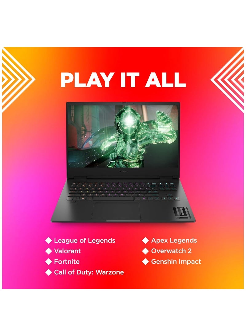 HP كمبيوتر محمول OMEN للألعاب 16، الجيل الثالث عشر Intel Core i9-13900HX، 16.1 بوصة (40.9 سم)، NVIDIA GeForce RTX 4060، FHD، 16 جيجا DDR5، 512 جيجا SSD، لوحة مفاتيح RGB بإضاءة خلفية، ويندوز 11 - Image 4