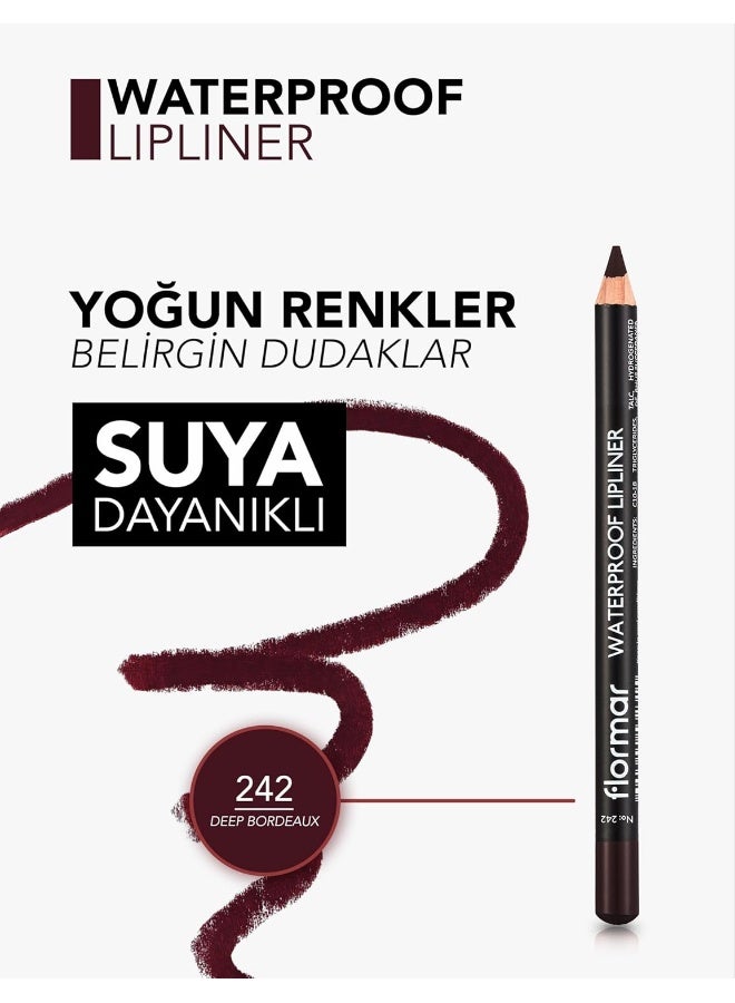 flormar - Highly Pigmented & Matte Finish Waterproof Lipliner Pencil 242 Deep Bordeaux - Image 1