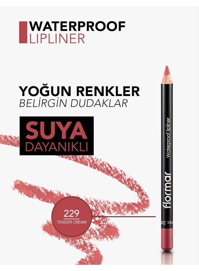flormar Highly Pigmented & Matte Finish Waterproof Lipliner Pencil 229 Tender Cream - Image 5
