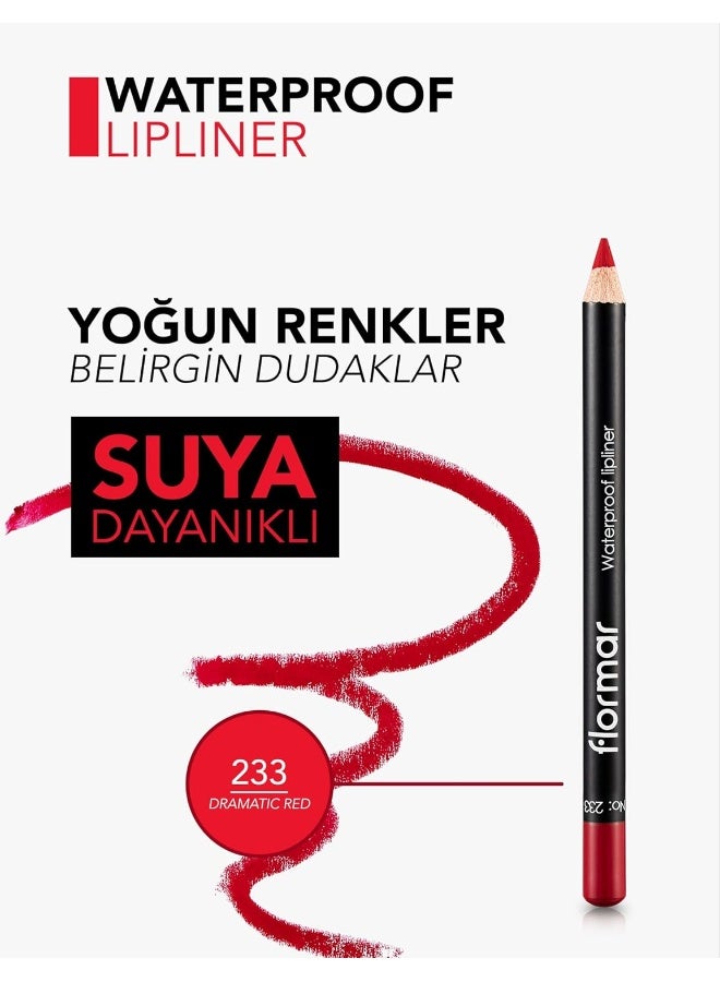 flormar - Highly Pigmented & Matte Finish Waterproof Lipliner Pencil 233 Dramtaic Red - Image 1