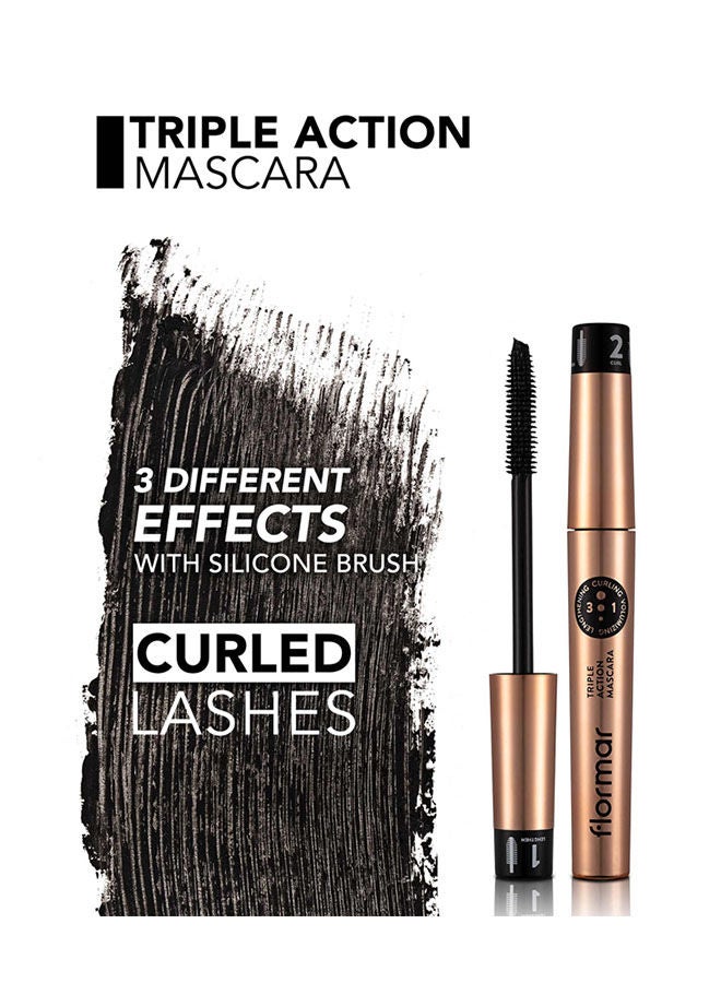 flormar Triple Action Mascara Black - Image 2