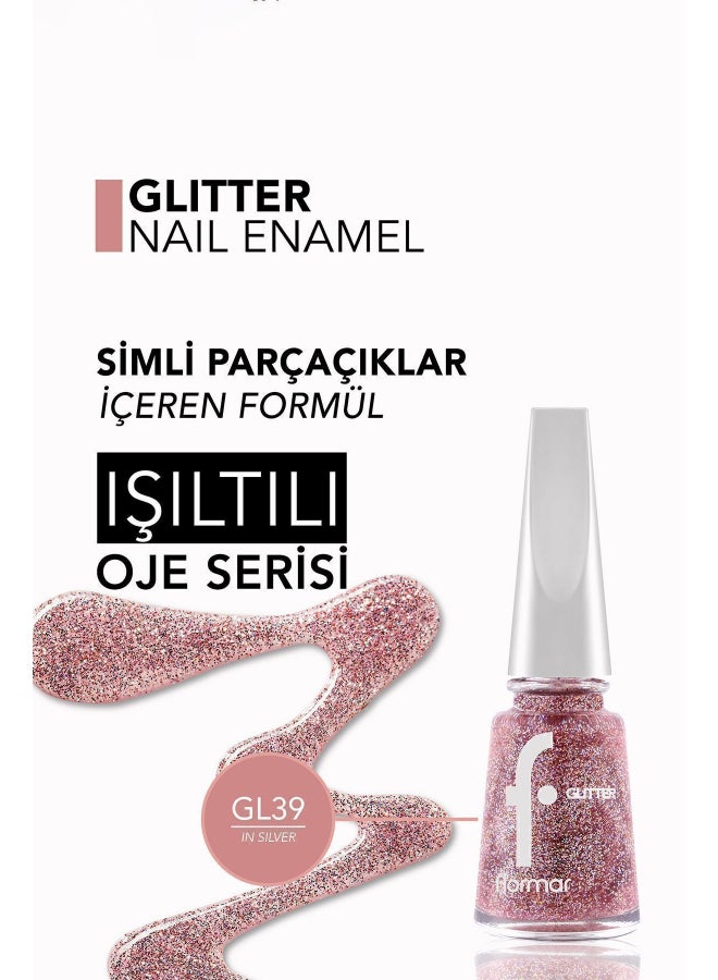 flormar - Glitter Nail Enamel GL39 Red in Silver - Image 1