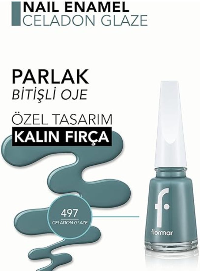flormar Full Color Nail Enamel 497 Celadon Glaze New  - Image 4