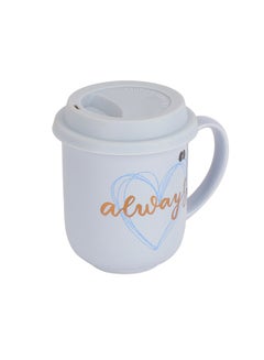 Royalford 415ml New Bone Mug with Lid Perfect for Hot and Cold Drinks Food-Grade, Non-Toxic and Safe to Use Stylish, Durable and Long-Lasting Design, Quote Printed Multicolor