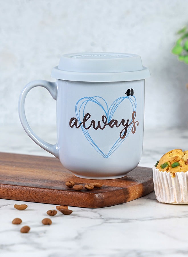 Royalford - Royalford 415ml New Bone Mug with Lid Perfect for Hot and Cold Drinks Food-Grade, Non-Toxic and Safe to Use Stylish, Durable and Long-Lasting Design, Quote Printed Multicolor - Image 1