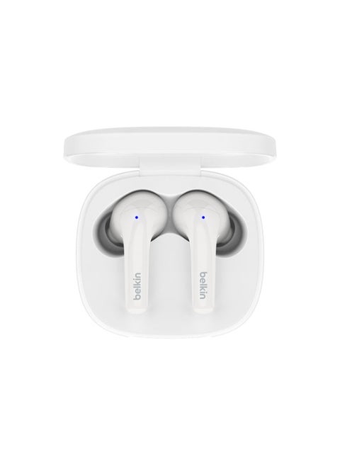 SoundForm Motion True Wireless Bluetooth Earbuds 33Hrs Playtime, Stylish W/ Great Sound And Clear Calls, 4x Microphones, Touch Controls, Wireless Charging, IPX5 Rating White