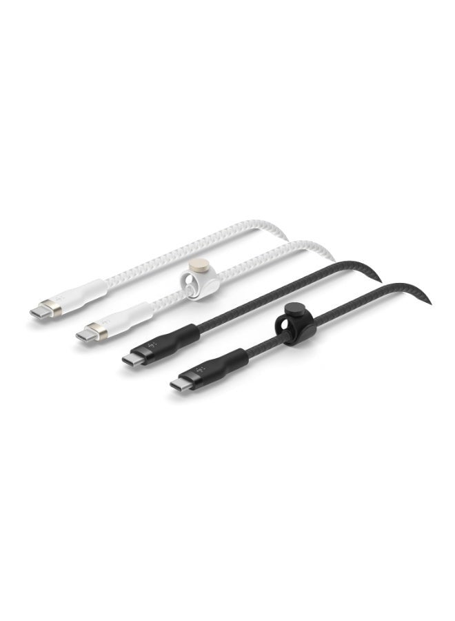 belkin BoostCharge Flex Braided USB C cable USB IF certified USB C To USB C type chargIng cable For iPhone 15 Samsung Galaxy S24 iPad MacBook Note Pixel more   1m 2 pack black/white Black/White  - Image 1